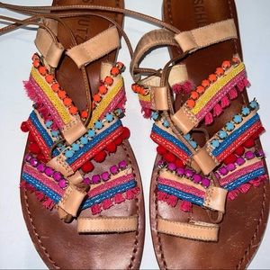 Colorful Wrap-around Strap Sandals